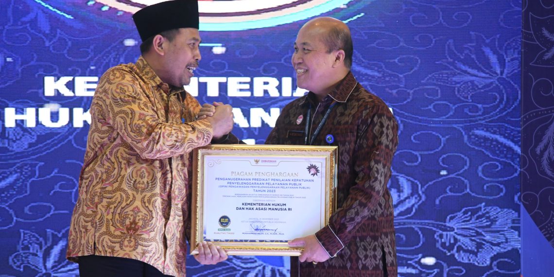Kemenkumham Kembali Raih Kualitas Tinggi dalam Penilaian Kepatuhan Penyelenggaraan Pelayanan Publik
